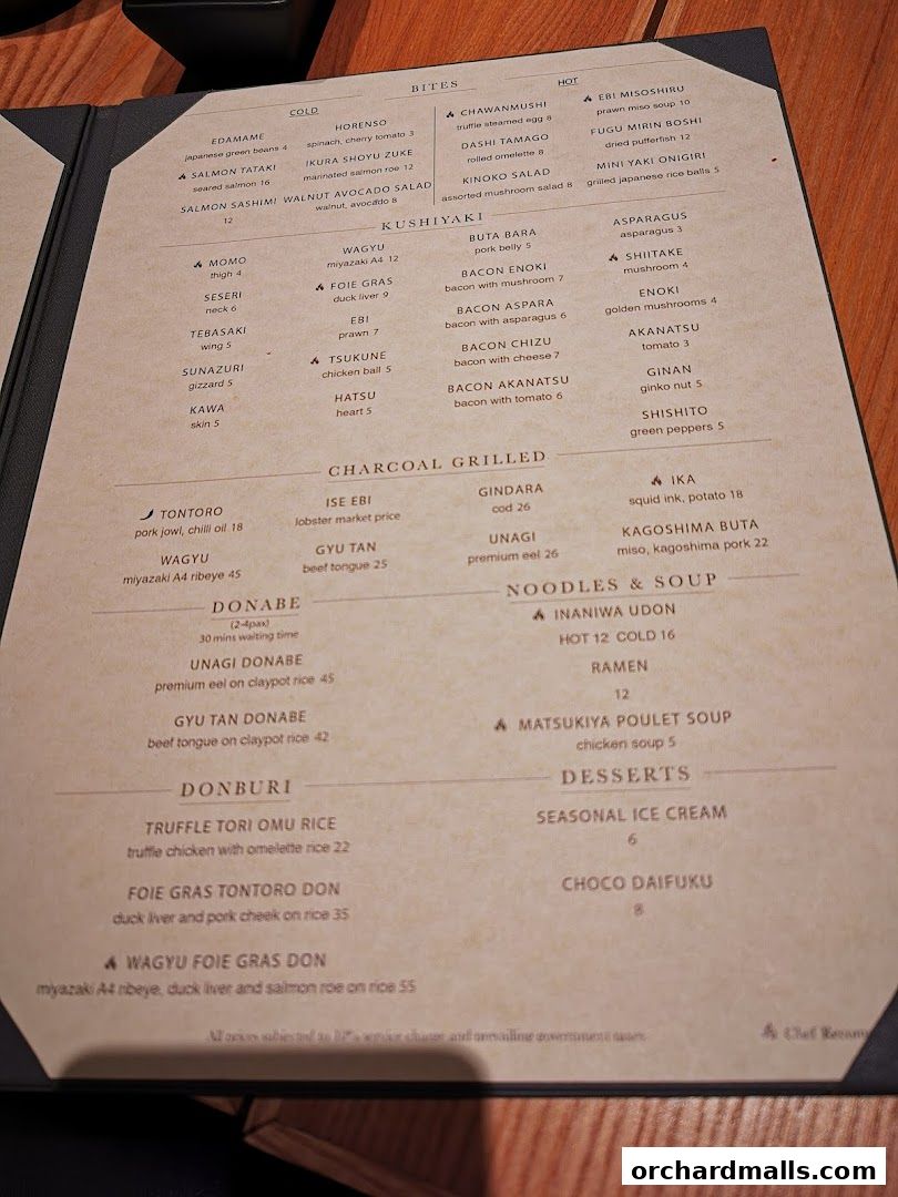 Menu page for Matsukiya