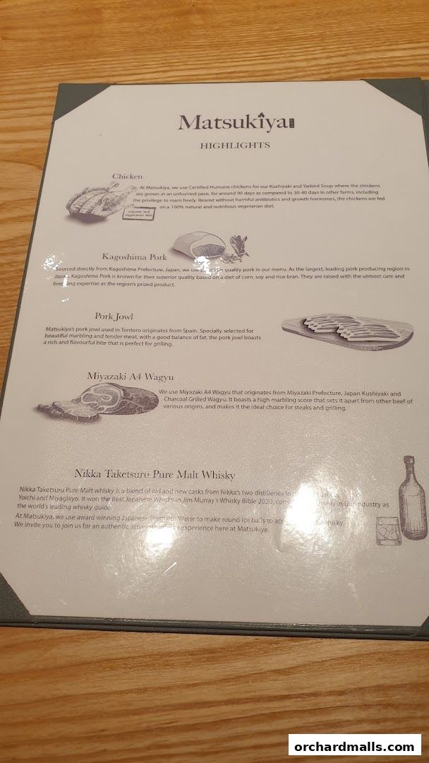 Menu page for Matsukiya