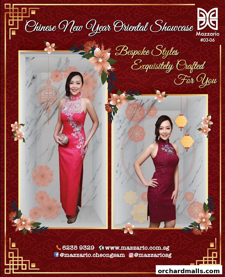 Mazzario showcases Chinese New Year Oriental fashion with bespoke cheongsam styles.