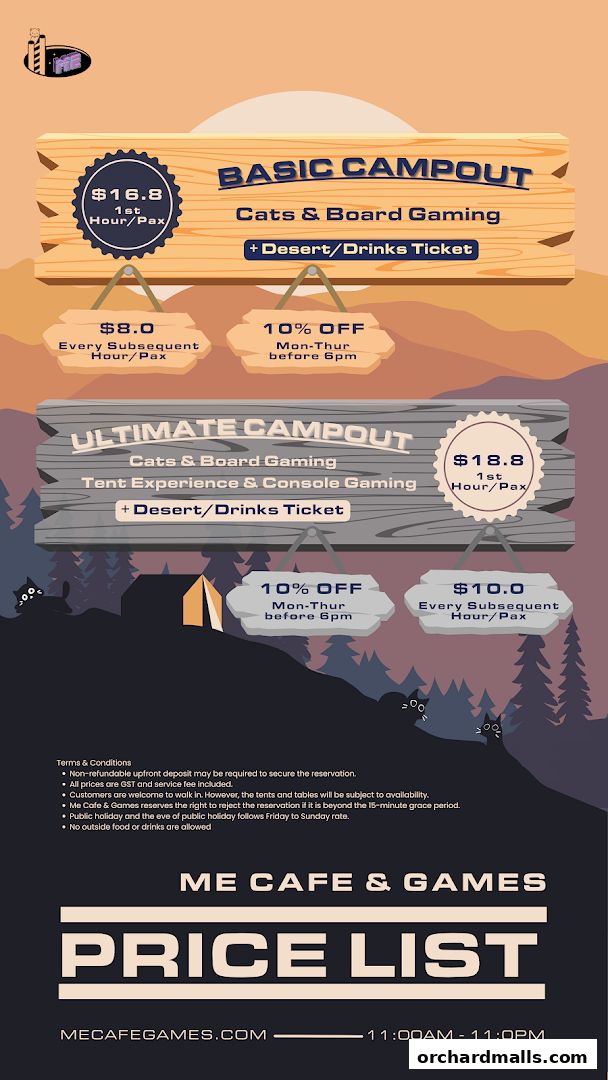 Menu page for ME Cafe  Games - Orchard