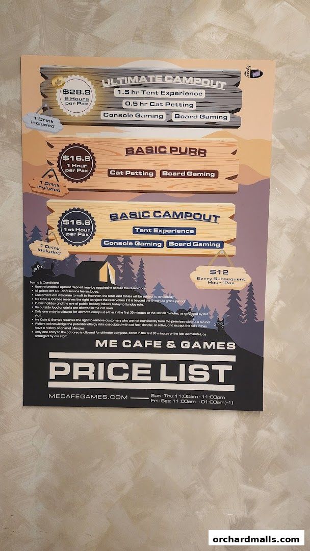 Menu page for ME Cafe  Games - Orchard