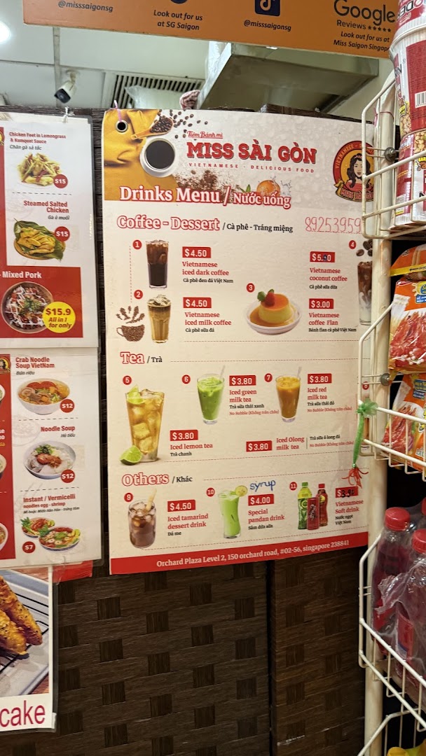Menu page for Miss Saigon Singapore - Orchard Plaza