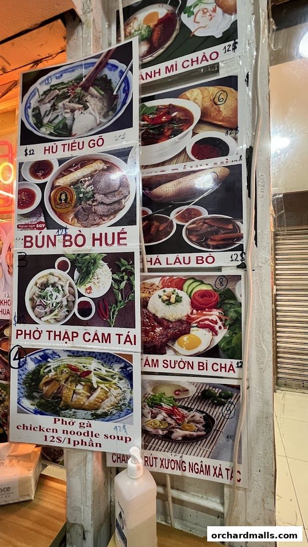 A display of Vietnamese dishes with prices and images.