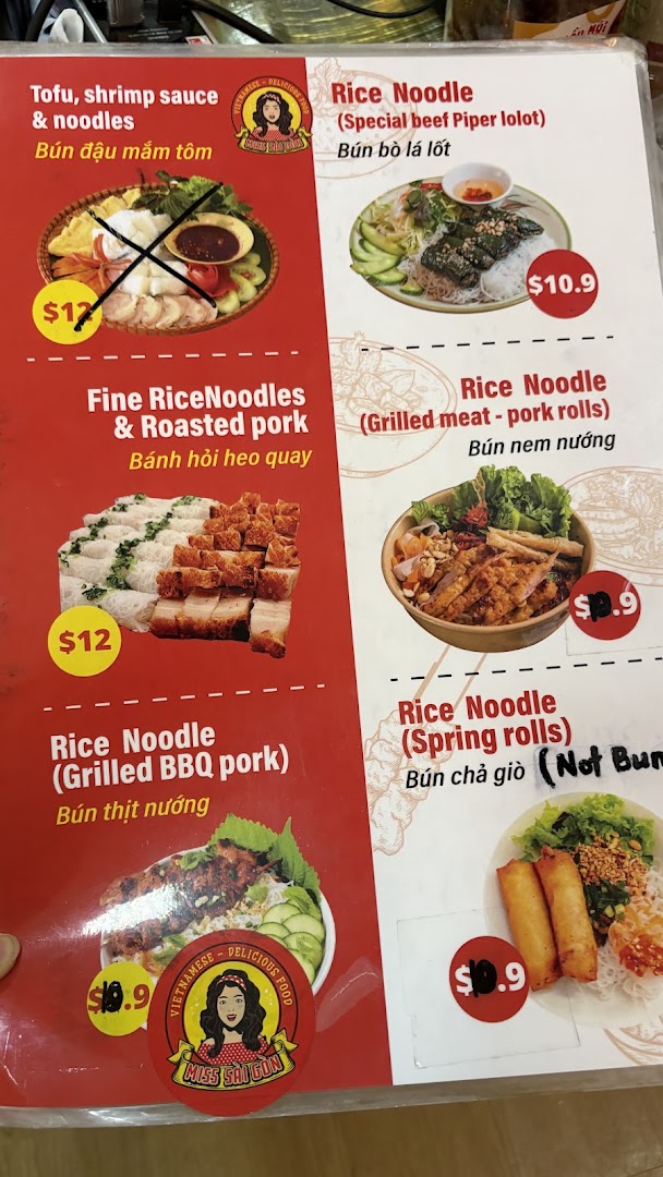 Menu page for Miss Saigon Singapore - Orchard Plaza