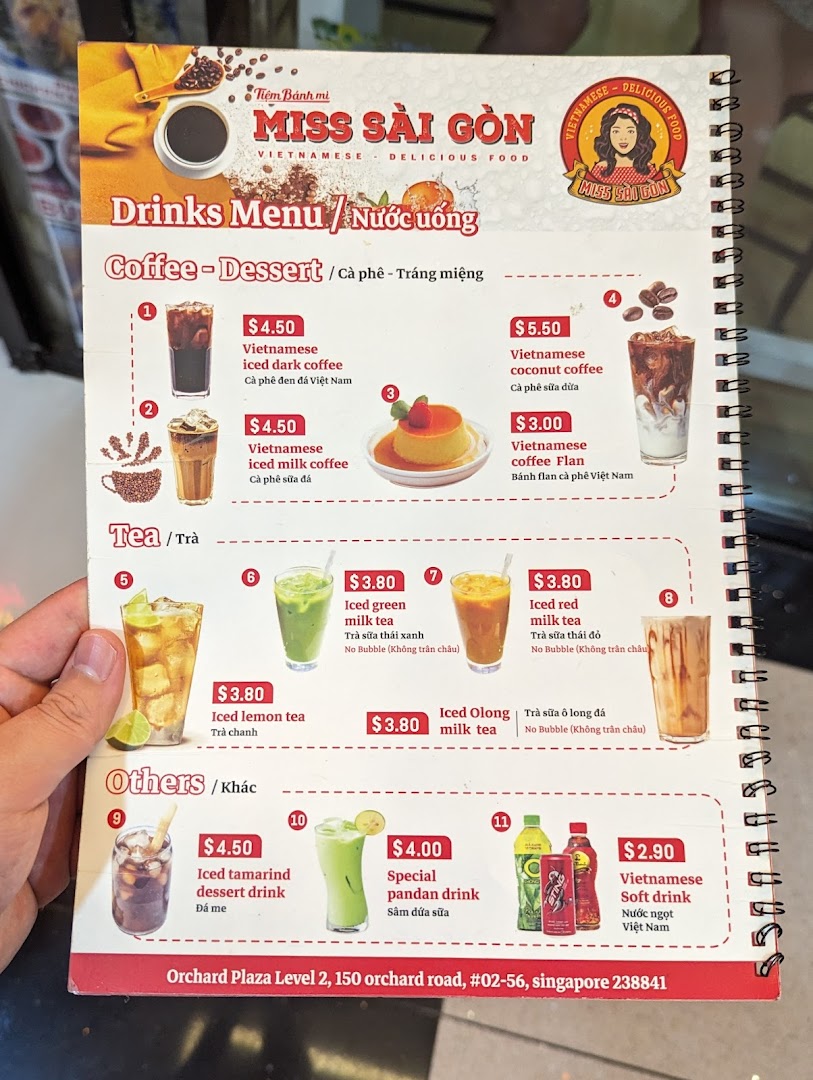 Menu page for Miss Saigon Singapore - Orchard Plaza