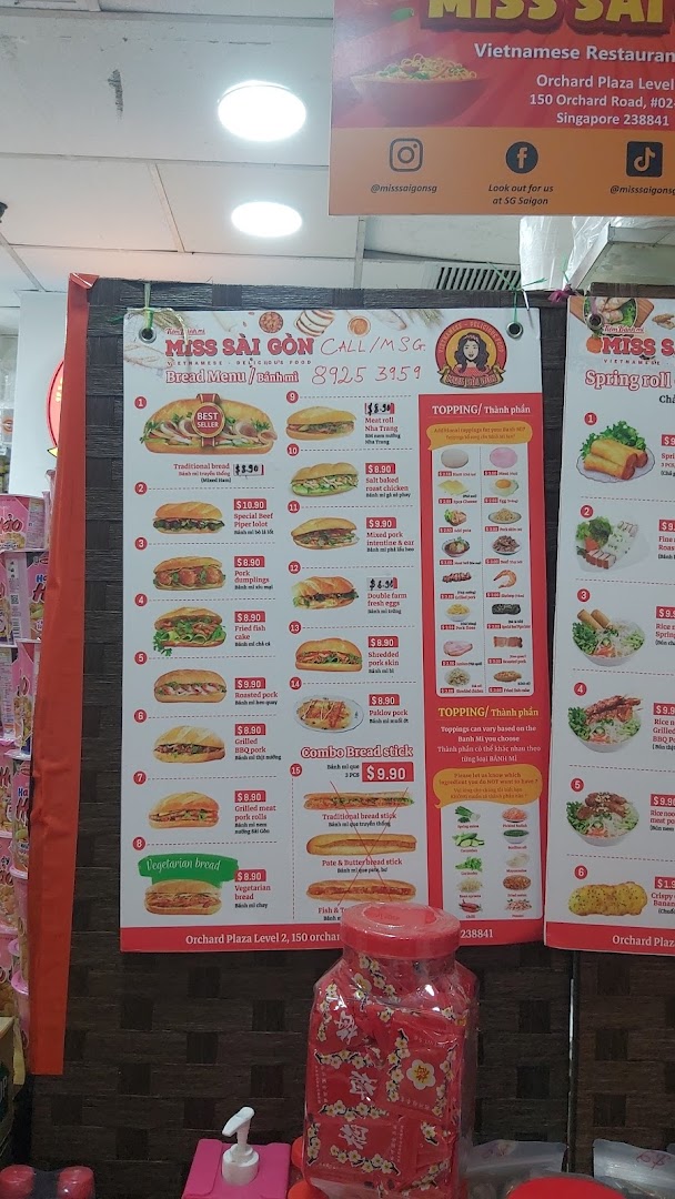 Menu page for Miss Saigon Singapore - Orchard Plaza