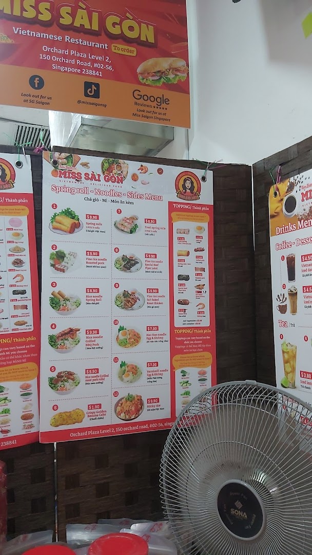 Menu page for Miss Saigon Singapore - Orchard Plaza