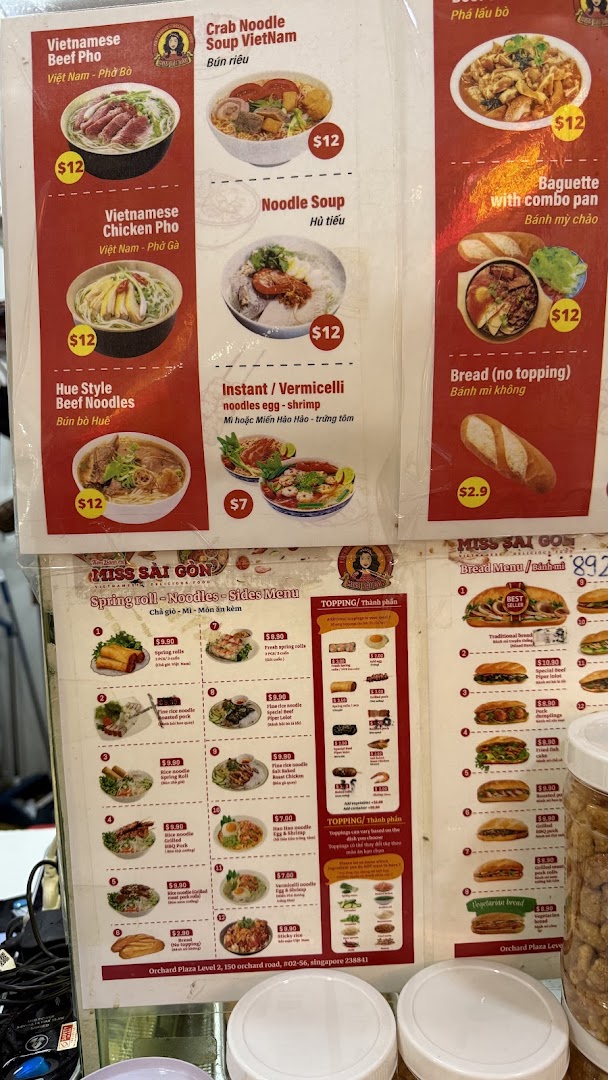 Menu page for Miss Saigon Singapore - Orchard Plaza