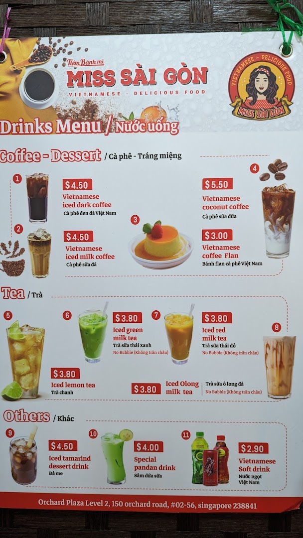 Menu page for Miss Saigon Singapore - Orchard Plaza