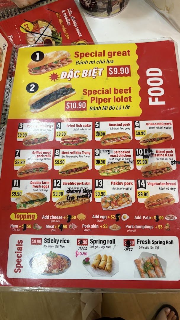 Menu page for Miss Saigon Singapore - Orchard Plaza