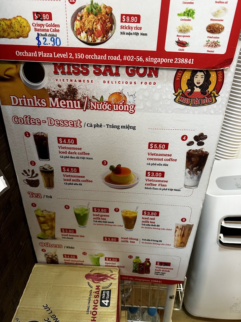 Menu page for Miss Saigon Singapore - Orchard Plaza
