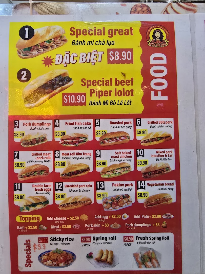 Menu page for Miss Saigon Singapore - Orchard Plaza