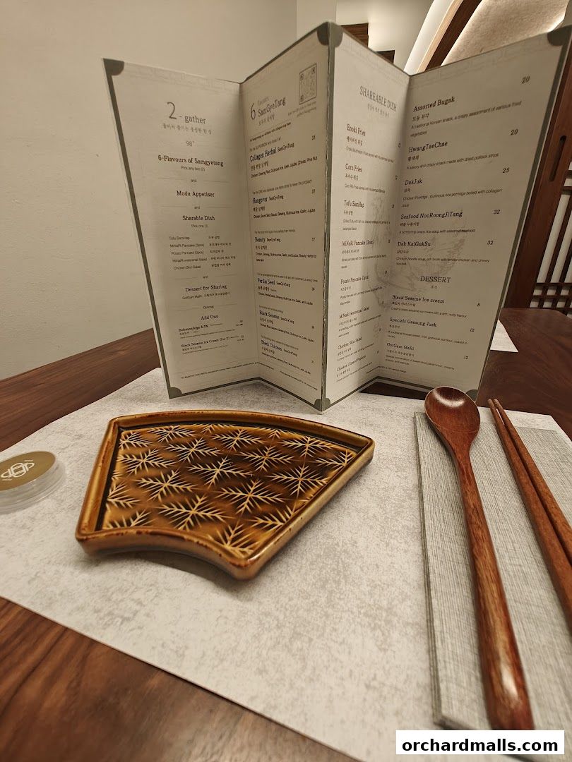 Menu page for MODU Samgyetang Specialty Korean Restaurant  Orchard