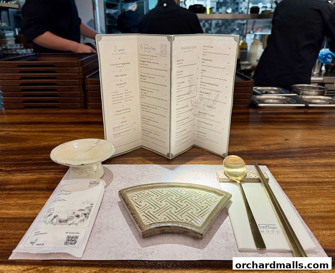 Menu page for MODU Samgyetang Specialty Korean Restaurant  Orchard