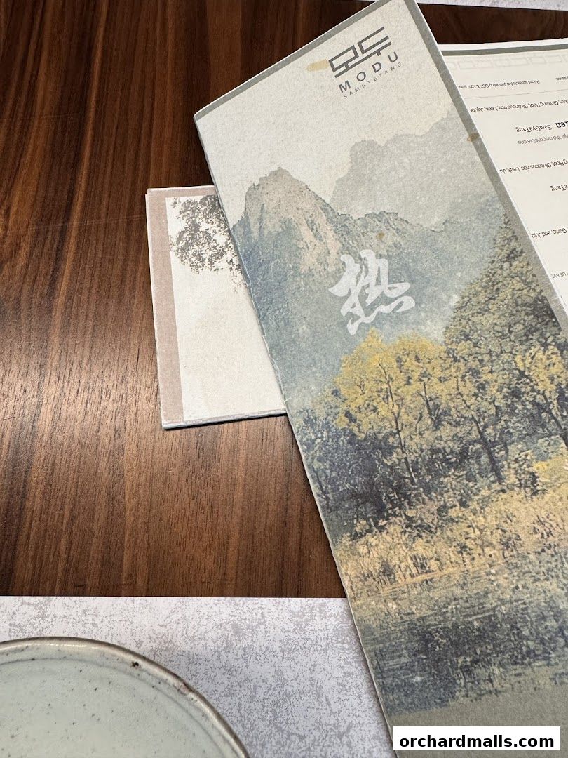 Menu page for MODU Samgyetang Specialty Korean Restaurant  Orchard