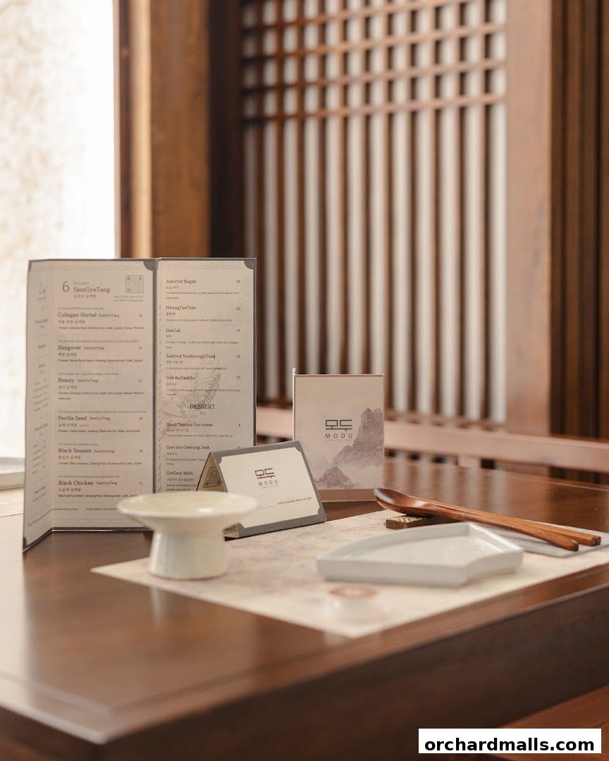 Menu page for MODU Samgyetang Specialty Korean Restaurant  Orchard