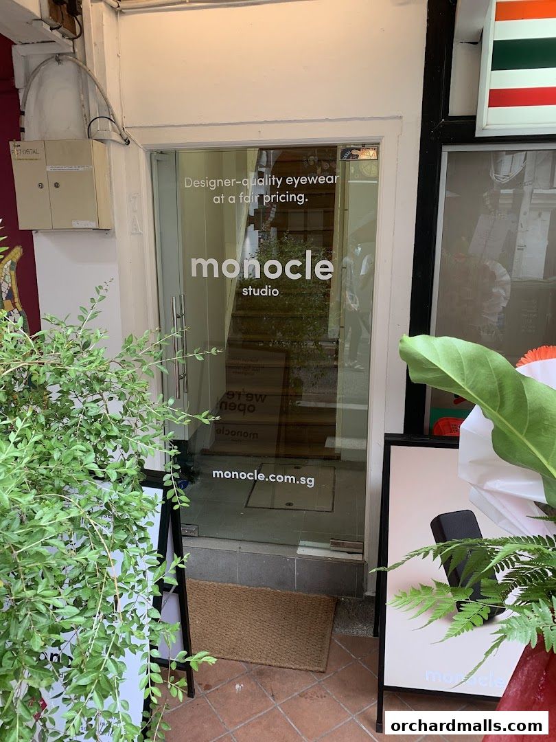 The entrance to Monocle Studio, a shop selling designer-quality eyewear at fair prices.