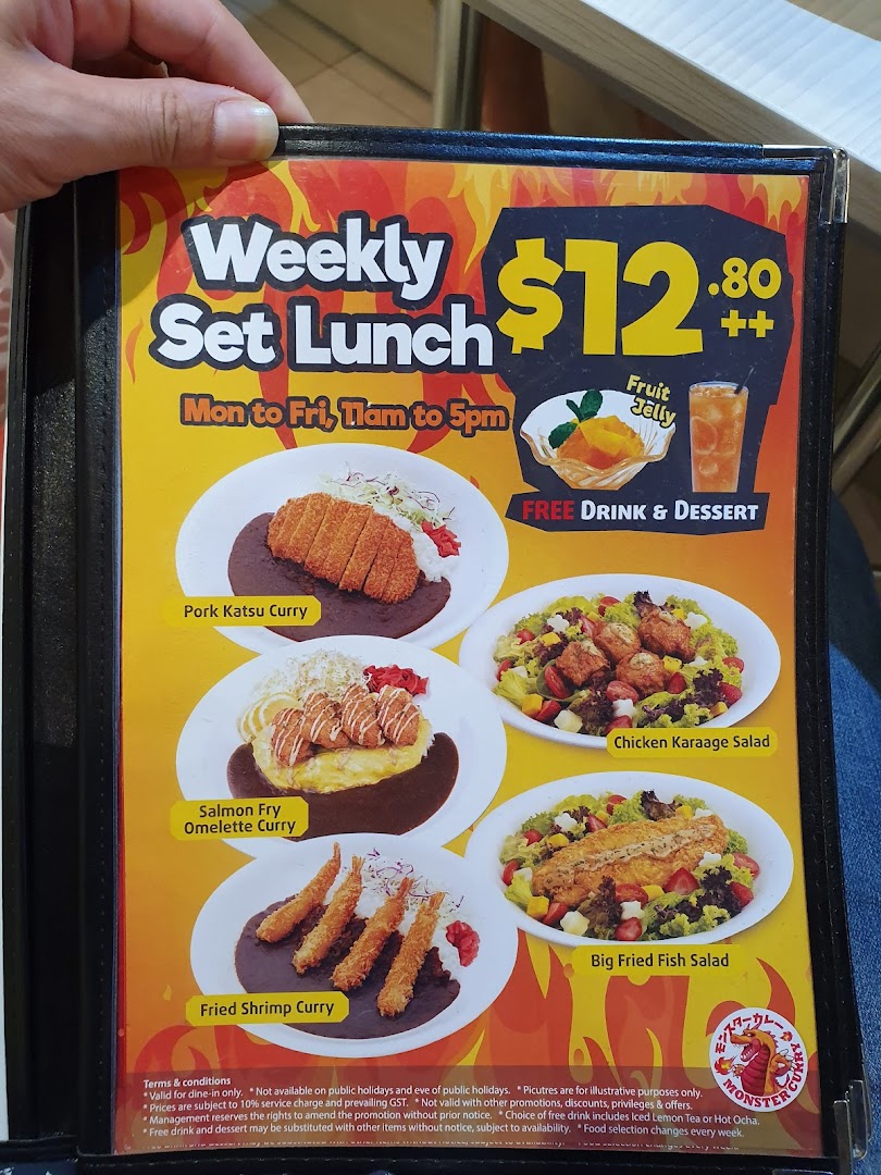 Menu page for Monster Curry - ION Orchard