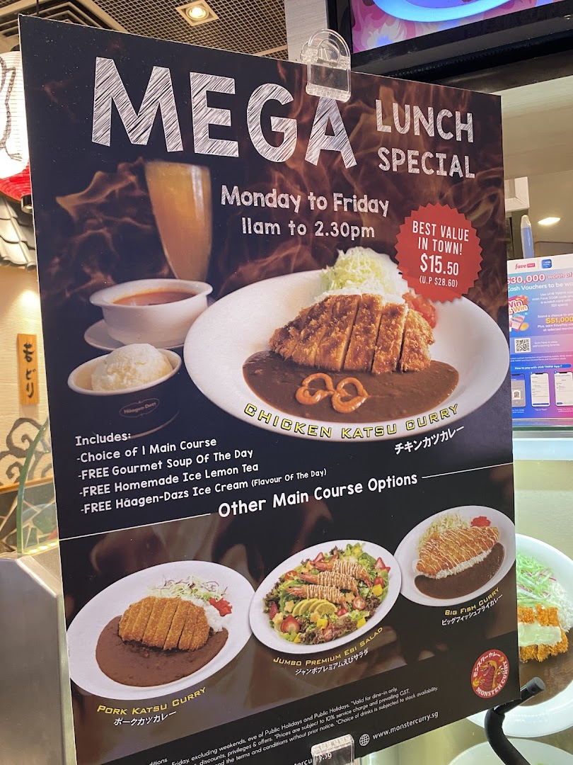 Menu page for Monster Curry - ION Orchard