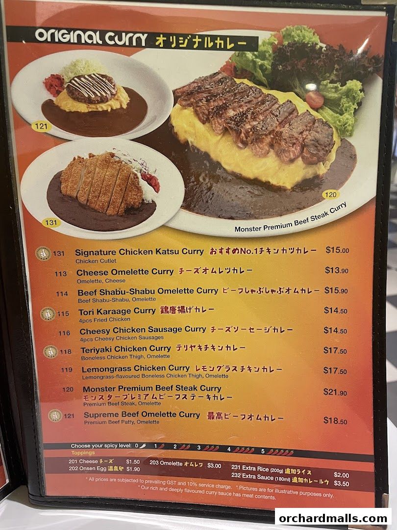 Menu page for Monster Planet - The Centrepoint