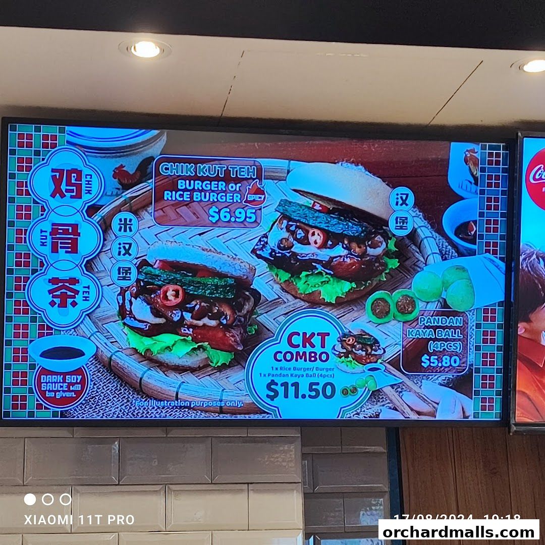 Menu page for MOS Burger