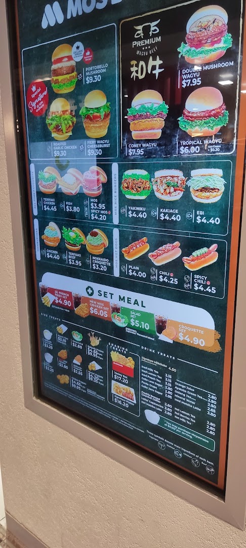Menu page for MOS Burger