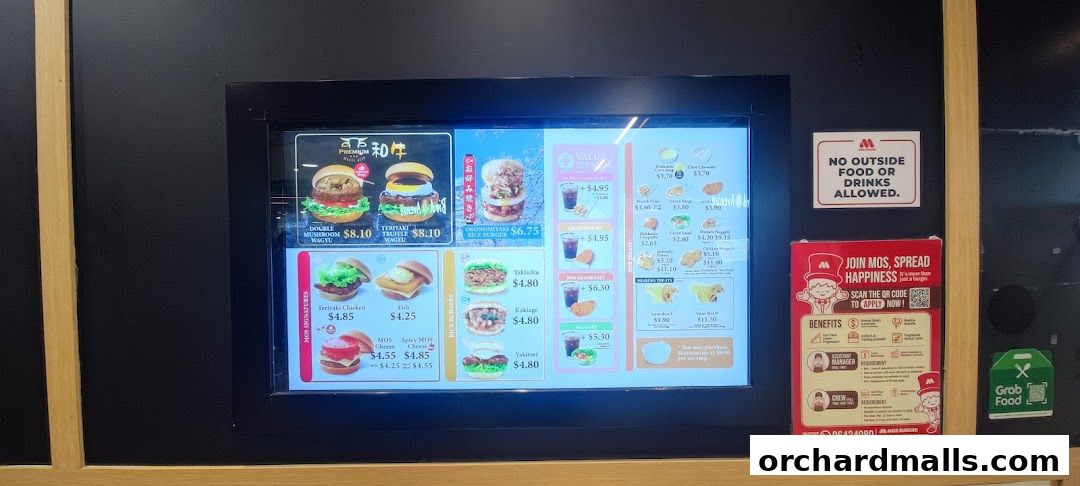 Menu page for MOS Burger