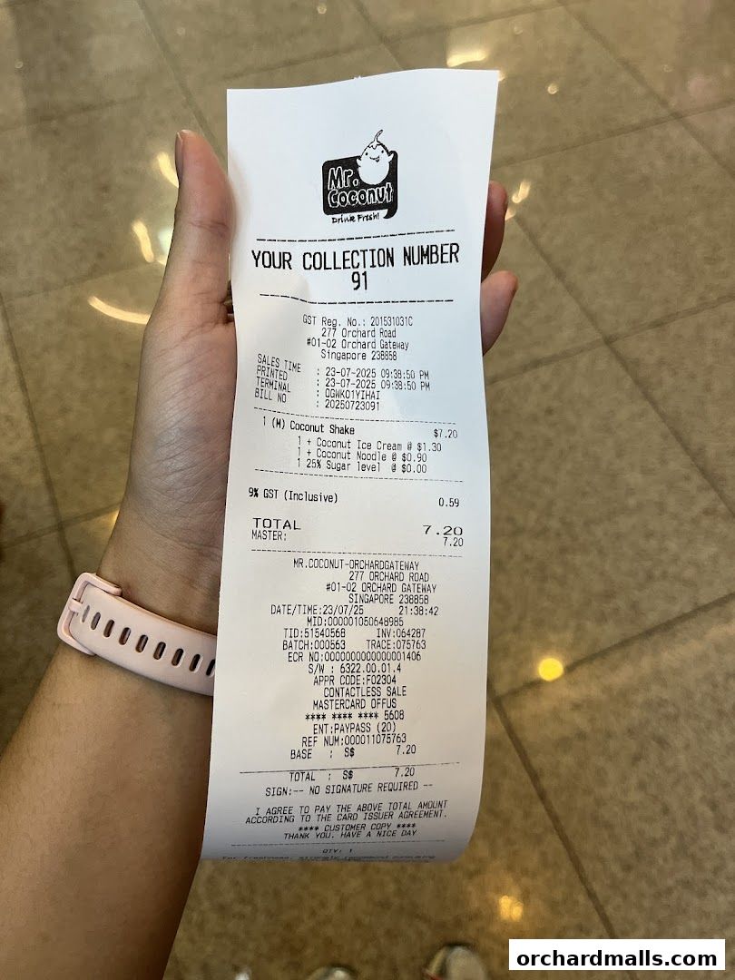 Menu page for Mr Coconut Orchard Gateway