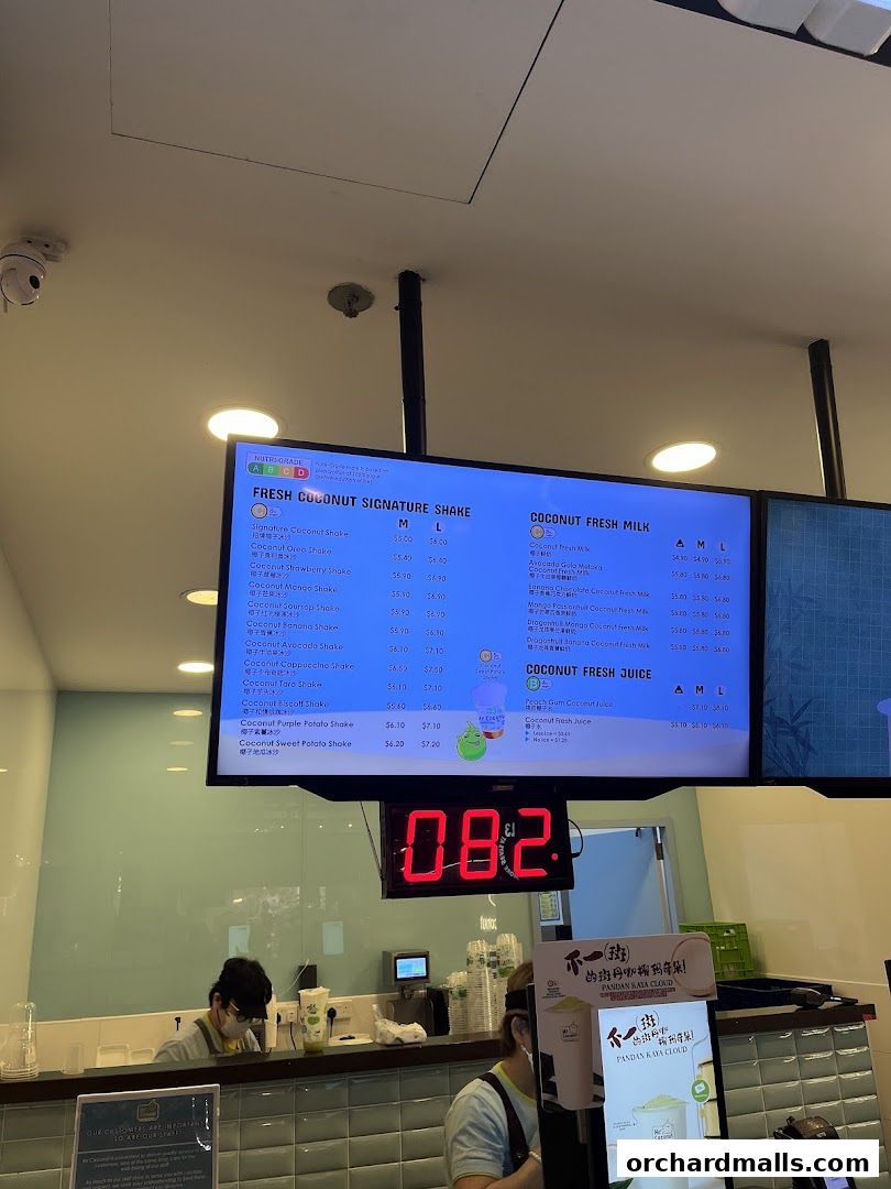 Menu page for Mr. Coconut Wisma Atria