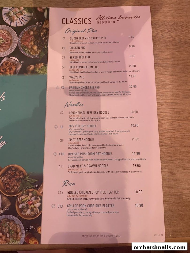 Menu page for Mrs Pho Kitchen - 313somerset