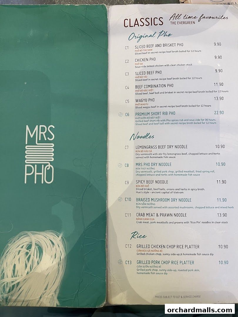 Menu page for Mrs Pho Kitchen - 313somerset