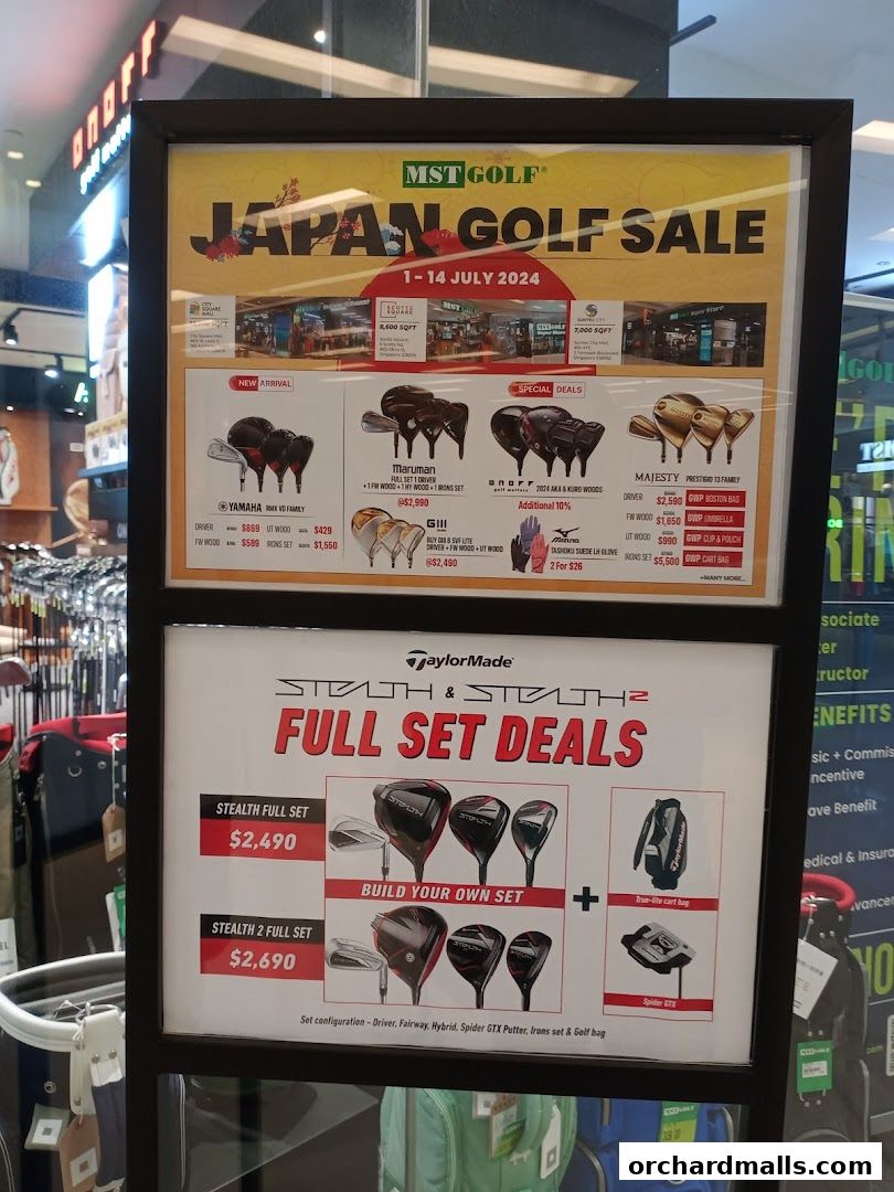 Menu page for MST Golf Super Store Scotts Square