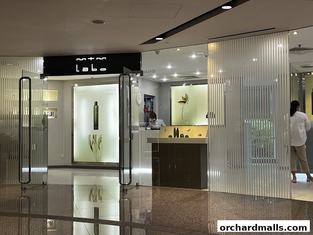 The entrance of the mtm labo skincare shop at Wheelock Place.