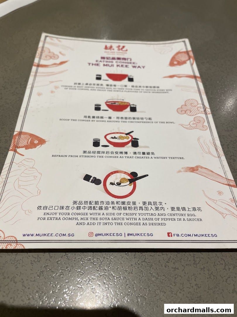 Menu page for Mui Kee Orchard
