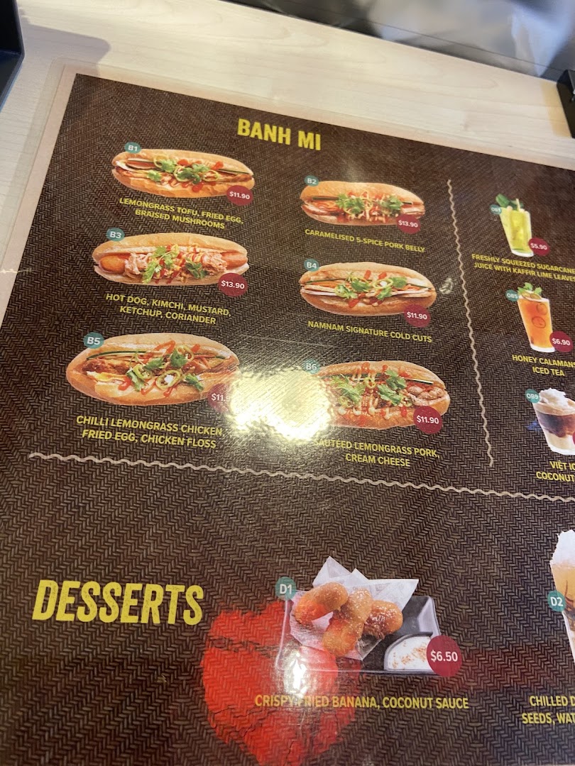 Menu page for NamNam Wheelock Place