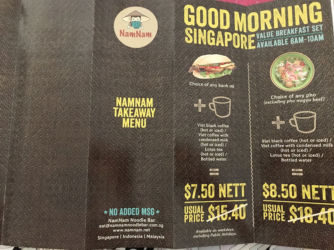 Menu page for NamNam Wheelock Place