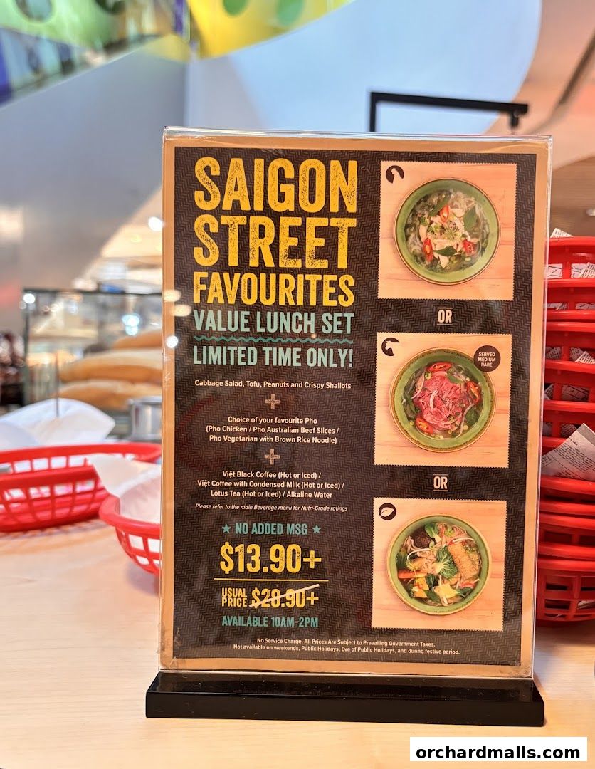 A sign advertising a limited-time value lunch set from Saigon Street Favourites.