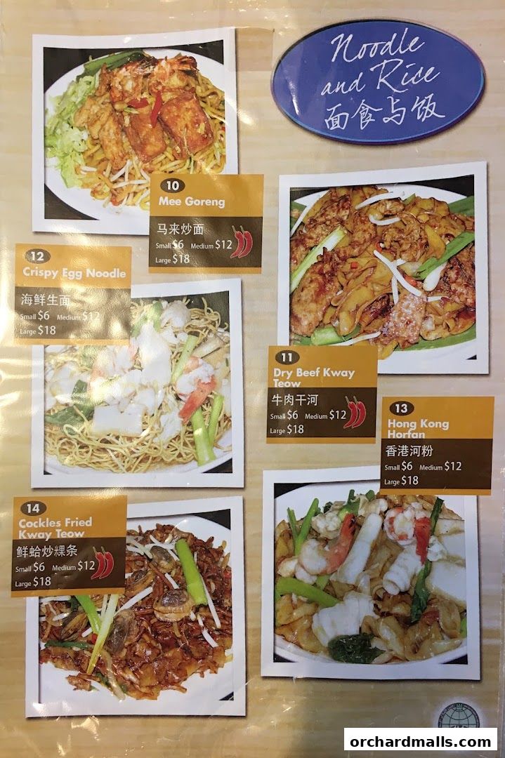 Menu page for Nana Thai restaurant