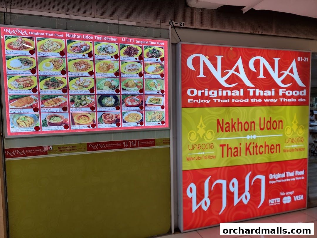 Menu page for Nana Thai restaurant