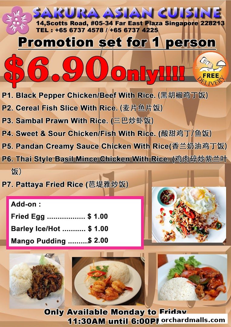 Menu page for Nana Thai restaurant