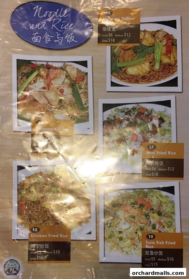 Menu page for Nana Thai restaurant
