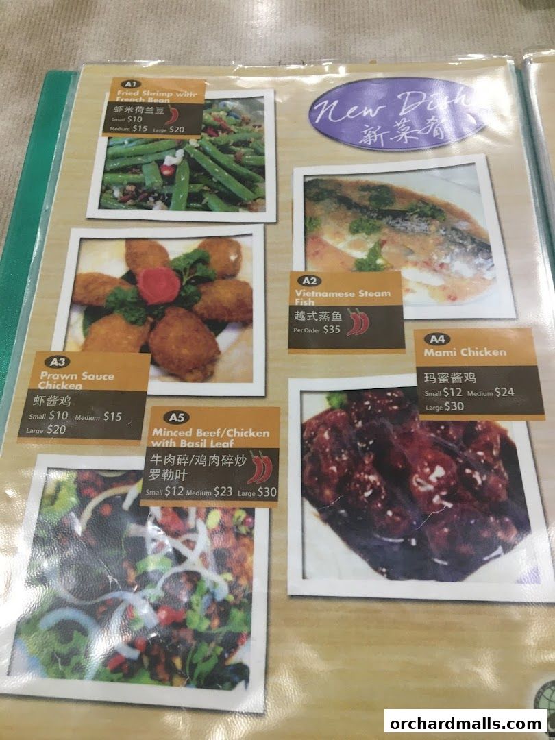Menu page for Nana Thai restaurant