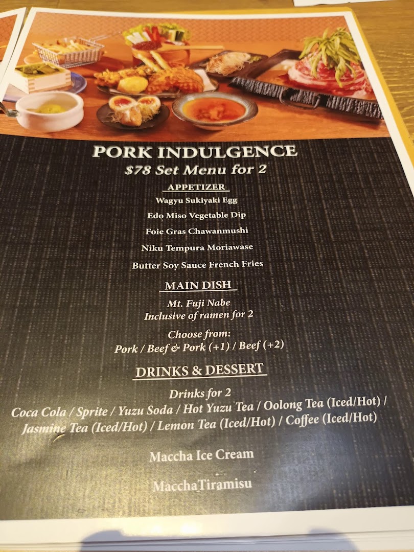 Menu page for Niku Kappo