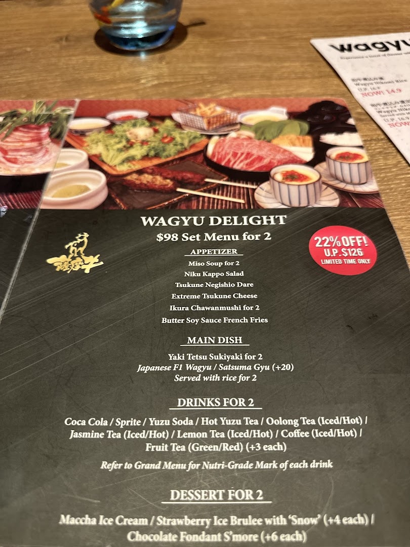 Menu page for Niku Kappo