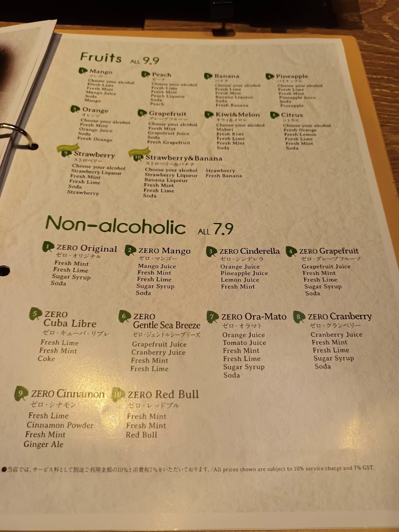 Menu page for Niku Kappo