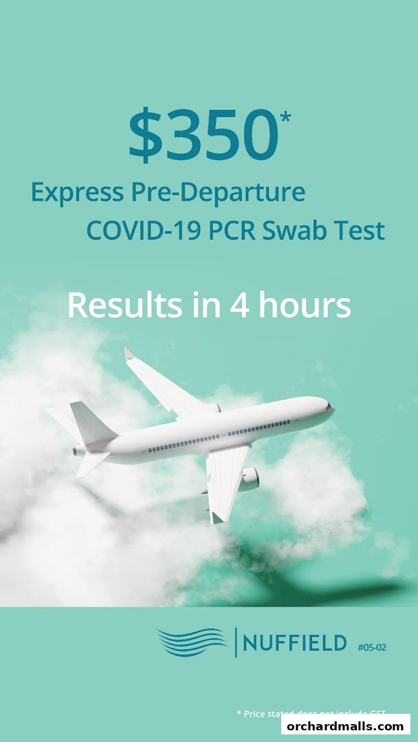 Advertisement for Nuffield Medical's express pre-departure COVID-19 PCR swab test.