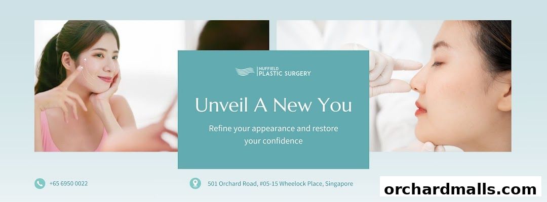Nuffield Plastic Surgery advertisement with images of women and contact information.