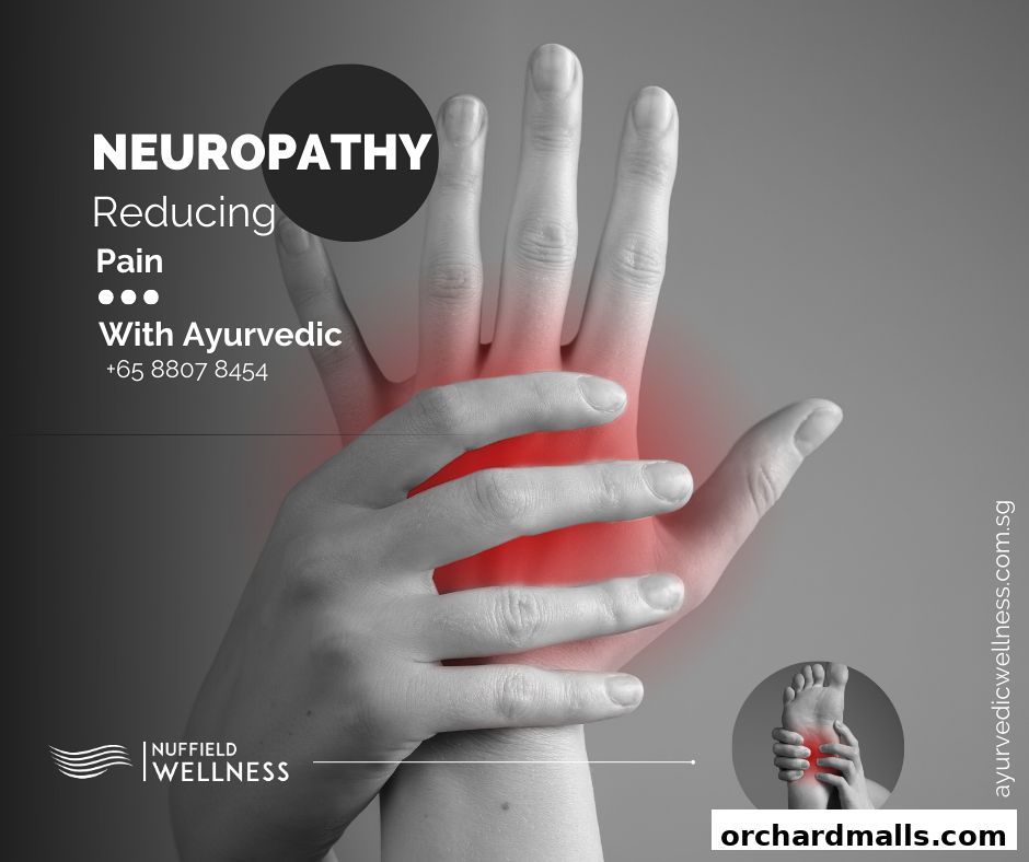 Advertisement for Nuffield Wellness, focusing on Ayurvedic treatment for neuropathy pain.