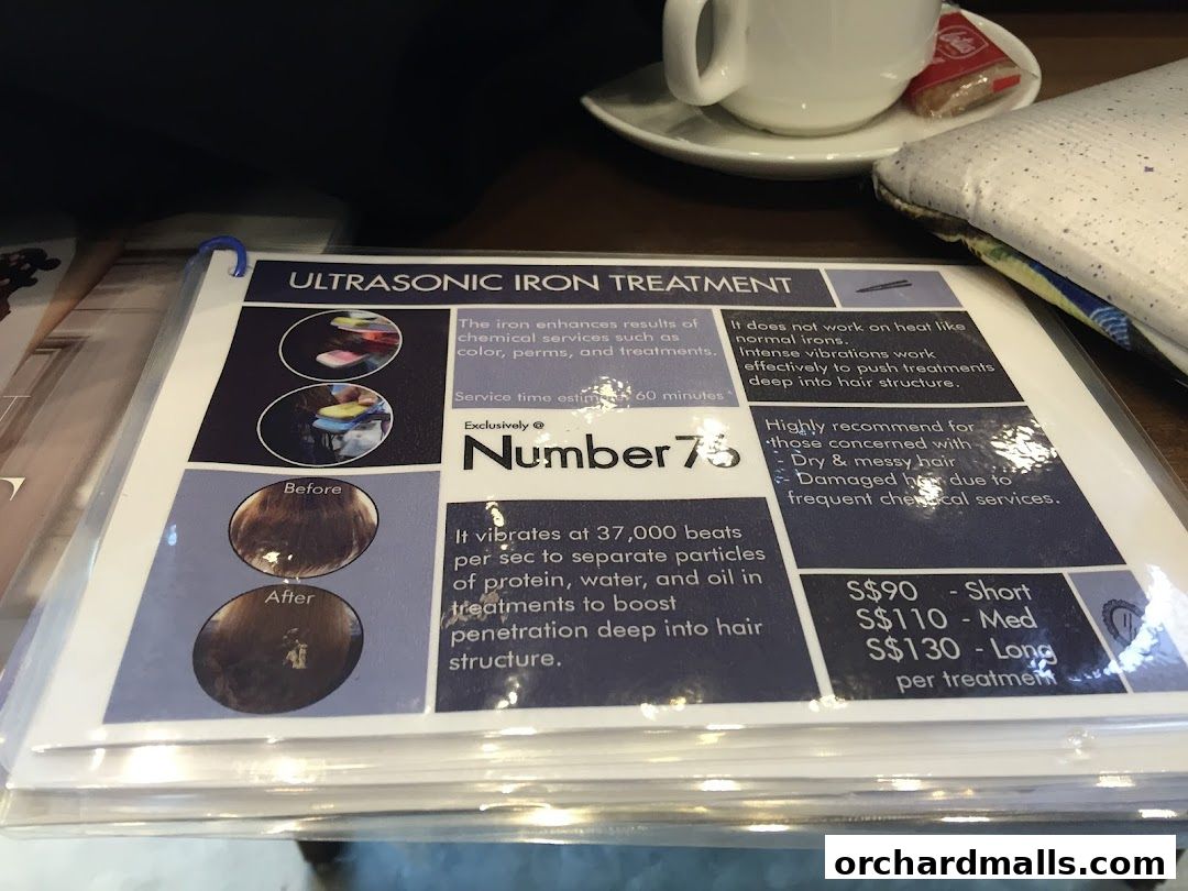 Menu page for Number76 Hair Salon - Orchard Gateway Singapore