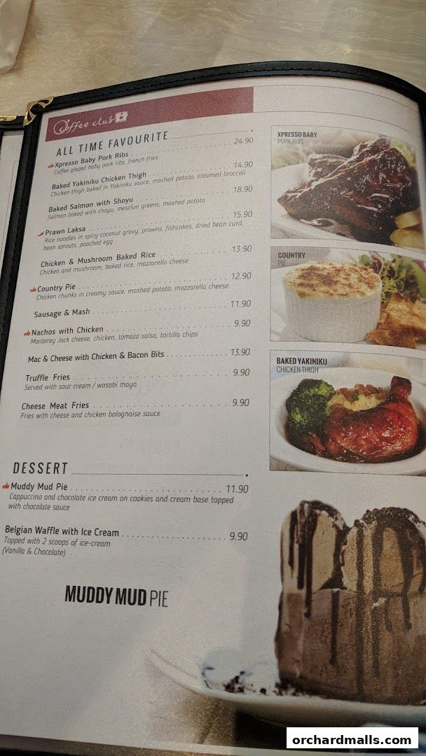 Menu page for OCoffee Club Indulgence Paragon